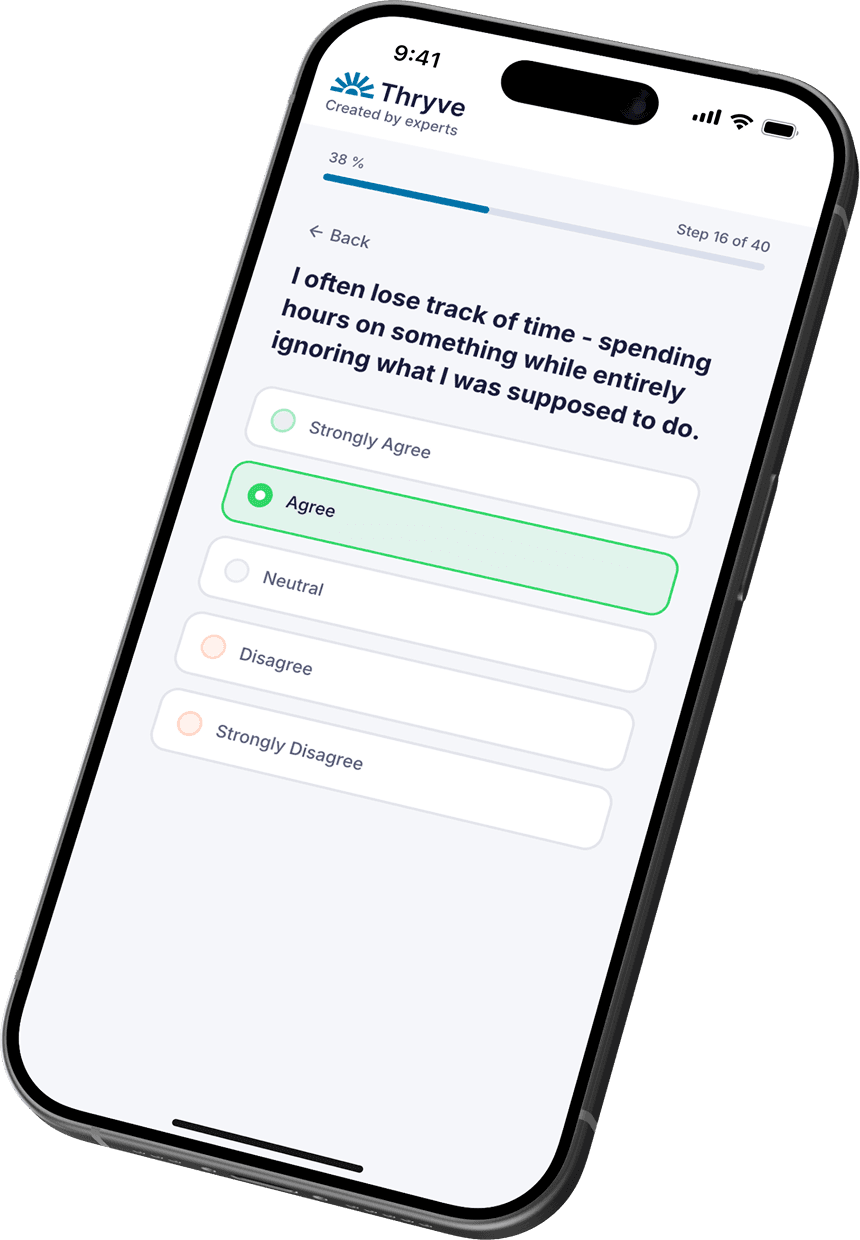 Thryve ADHD test on mobile